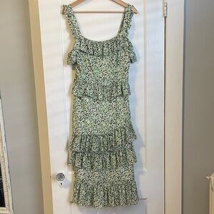 Alexia Admor Green Floral Midi Dress